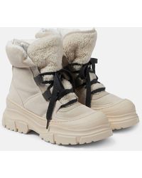 Brunello Cucinelli - Suede Boot With Shearling Insert And Jewellery - Lyst