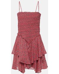 Isabel Marant - Ankage Smocked Ruffled Cotton Minidress - Lyst