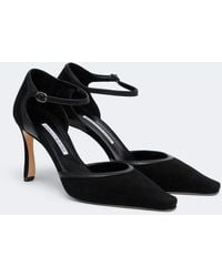 Manolo Blahnik - Armelia Leather-Trimmed Suede Pumps - Lyst