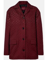 Gucci - Rosso Ancora Gg-Fabric Jacket With Crystals - Lyst