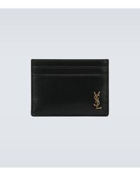 Saint Laurent - Tiny Cassandre Leather Card Holder - Lyst