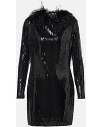 The New Arrivals Ilkyaz Ozel - Juises Feather-Trimmed Sequined Minidress - Lyst