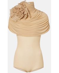 Magda Butrym - Floral-Applique Caped Jersey Bodysuit - Lyst