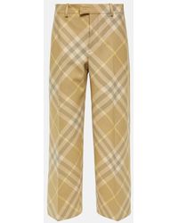 Burberry - Weite Hose Check aus Wolle - Lyst