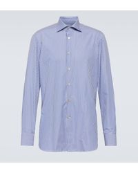 Kiton - Striped Cotton Poplin Oxford Shirt - Lyst