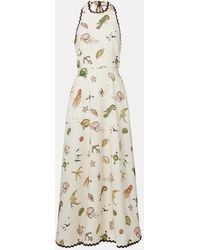 ALÉMAIS - Printed Halterneck Maxi Dress - Lyst