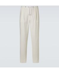 Giorgio Armani - Pantalones Tapered De Lona De Lino - Lyst
