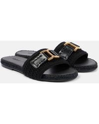 Chloé - Marcie Leather-Trimmed Espadrille Slides - Lyst