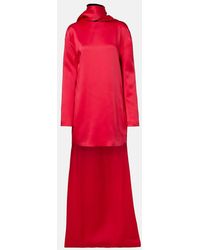 Tom Ford - Mock-Neck Scarf Crepe High-Low Dress - Lyst