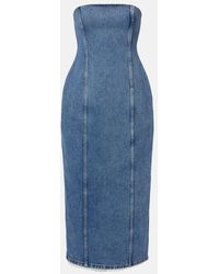 Magda Butrym - Strapless Denim Bustier Dress - Lyst