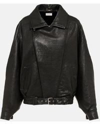 Saint Laurent - Oversized Leather Bomber Jacket - Lyst