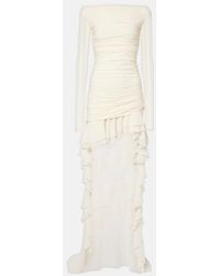 Blumarine - Ruffled Jersey And Georgette Minidress - Lyst
