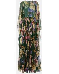 Dolce & Gabbana - Vestido de chifon de seda floral - Lyst