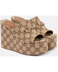 Gucci - Gg Wedge Sandals - Lyst