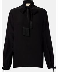 Valentino - Bow-Detail Silk Crepe Blouse - Lyst