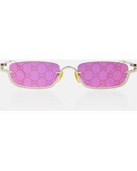 Gucci Rechteckige Sonnenbrille GG - Pink