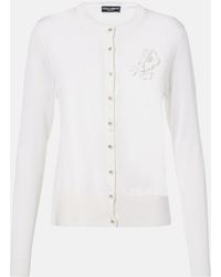 Dolce & Gabbana - Floral-Applique Silk Cardigan - Lyst