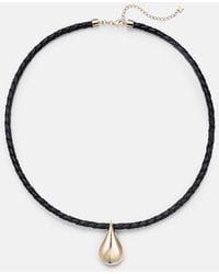 Mateo - Water Droplet 14Kt And Leather Necklace - Lyst