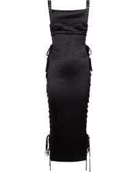 Dolce & Gabbana Lace-detail Stretch-silk Midi Dress - Black