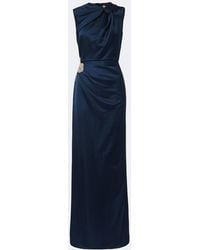 Erdem - Vestido De Fiesta De Saten Drapeado Adornado - Lyst