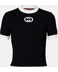 Gucci - Ribbed T-Shirt With Intarsia - Lyst