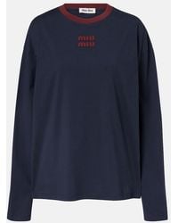Miu Miu - Logo Cotton Jersey T-Shirt - Lyst