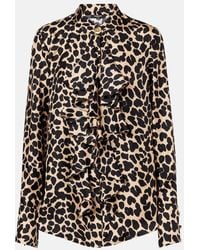 Balmain - Leopard-Print Ruffled Silk Blouse - Lyst