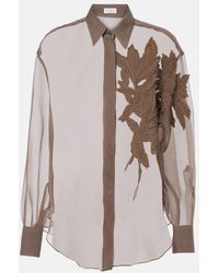 Brunello Cucinelli - Herbarium-Applique Silk Shirt - Lyst
