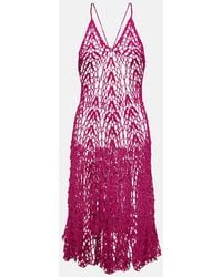 Anna Kosturova - Open-Knit Cotton Midi Dress - Lyst