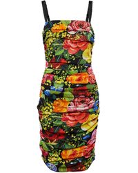 Dolce & Gabbana Synthetic Midi Dress in Black Womens Clothing Dresses Cocktail and party dresses 