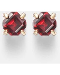 STONE AND STRAND - Boucles D'Oreilles En Or 10 Ct Et Grenat - Lyst