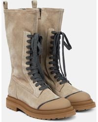 Brunello Cucinelli - Suede Lace-up Boots - Lyst