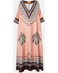 La DoubleJ - Muumuu Printed Silk Twill Maxi Dress - Lyst