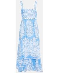 Juliet Dunn - Bedrucktes Midikleid Aus Baumwolle - Lyst