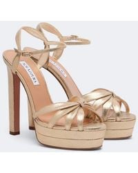 Aquazzura - Soulmate Metallic Leather Platform Sandals - Lyst