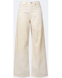 Acne Studios - Distressed Leather-Trimmed Wide-Leg Jeans - Lyst