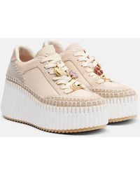 Chloé - Baskets Compensees Nama En Daim Et Cuir - Lyst