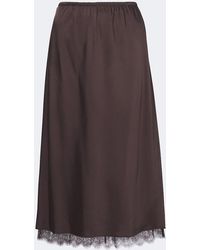 Vince - Lace-Trimmed Satin Midi Skirt - Lyst