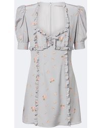 Alessandra Rich - Floral Silk Crepe De Chine Minidress - Lyst
