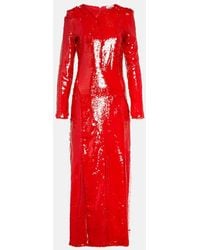 Ganni - Lace-embellished Sequinned Gown - Lyst