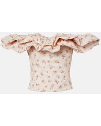 Markarian - Dalia Floral Off-Shoulder Cotton Top - Lyst