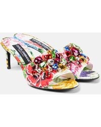 Dolce & Gabbana - Kiera Floral Embellished Brocade Mules - Lyst