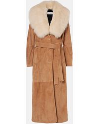 Nour Hammour - Dakota Shearling-Trimmed Suede Coat - Lyst