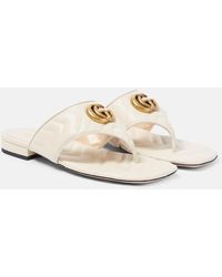 Gucci - Sandali infradito Double G Marmont in pelle - Lyst