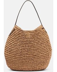 JW Anderson - Bulb Xl Leather-Trimmed Raffia Shoulder Bag - Lyst