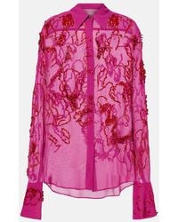 Dries Van Noten - Sequined Sheer Chiffon Blouse - Lyst