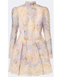 Zimmermann - Valiant Floral Silk And Linen Minidress - Lyst