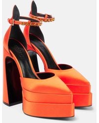 Versace - Aevitas Pointy Satin Platform Pumps - Lyst