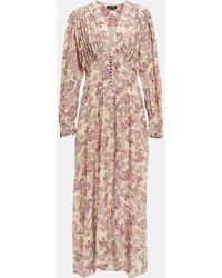 Isabel Marant Moyrala Paisley Silk Midi Dress - Natural