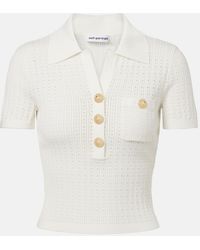 Self-Portrait - Perforated Knit Top - Lyst